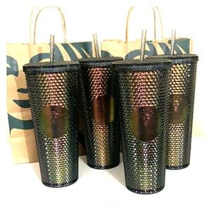 Starbucks, black , studded, iridescent tumblers